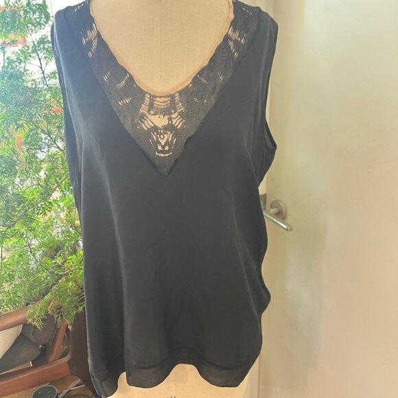 VIVIANA UCHITEL  Black Silk Tank Size Large - Picture 1 of 8
